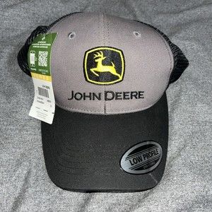 JOHN DEERE, Construction Snapback Hat Cap, Charcoal, Black Mesh, NEW WITH TAGS